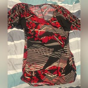 Russell Kemp Red and Black Abstract Blouse